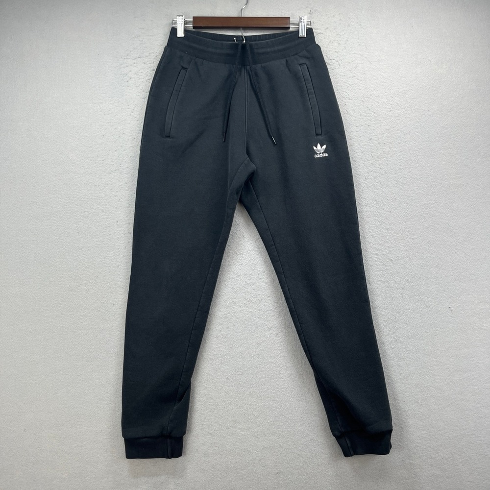 Adidas Joggers Men Small Black Primegreen Trefoil Fleece Sweatpants Activewear